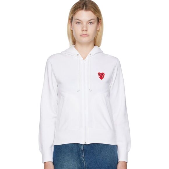 COMME DES GARCONS PLAY ♥️♥️ Double Heart Zip Hoodie unisex NWT Small - Picture 1 of 5
